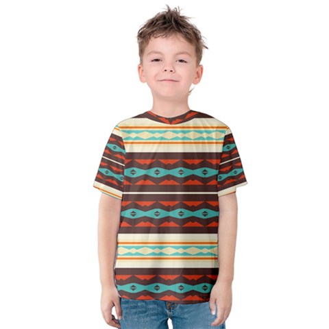 Stripes And Rhombus Chains                                      Kid s Cotton Tee by LalyLauraFLM