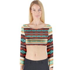 Stripes And Rhombus Chains                                      Long Sleeve Crop Top