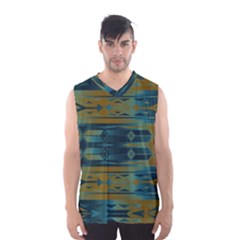 Blue Green Gradient Shapes                                       Men s Basketball Tank Top