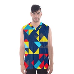 Colorful Shapes On A Blue Background                                        Men s Basketball Tank Top