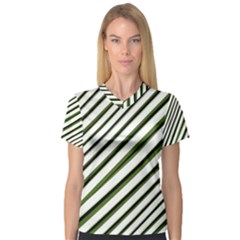 Diagonal Stripes Women s V-neck Sport Mesh Tee