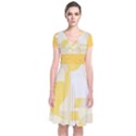 Yellow Geometric Sleeve Front Wrap Dress View1