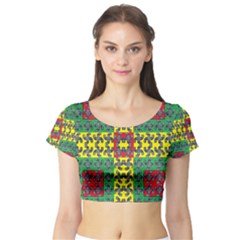 Flash Card Short Sleeve Crop Top (tight Fit)