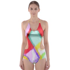 Watercolors Shapes                                         Cut-out One Piece Swimsuit by LalyLauraFLM