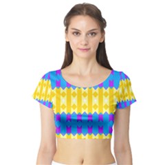 Rhombus And Other Shapes Pattern                                          Short Sleeve Crop Top