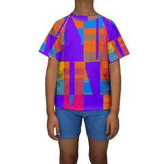 Misc Colorful Shapes                                            Kid s Short Sleeve Swimwear