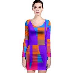 Misc Colorful Shapes                                           Long Sleeve Bodycon Dress