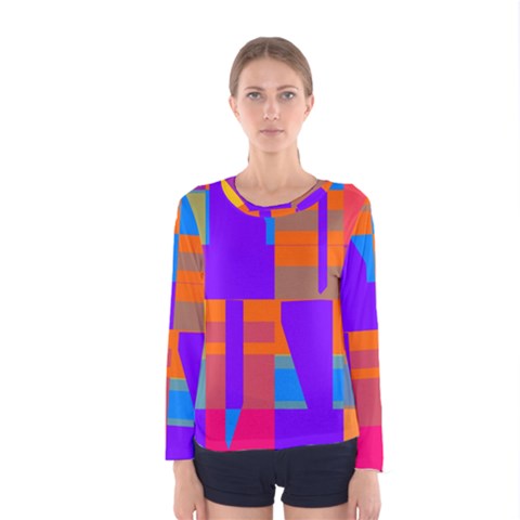 Misc Colorful Shapes                                           Women Long Sleeve T-shirt by LalyLauraFLM