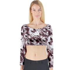 Ornate Modern Floral Long Sleeve Crop Top