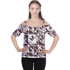 Ornate Modern Floral Women s Cutout Shoulder Tee