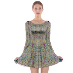 Colors For Peace And Lace In Rainbows In Decorative Style Long Sleeve Skater Dress