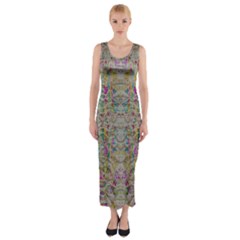 Colors For Peace And Lace In Rainbows In Decorative Style Fitted Maxi Dress