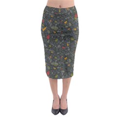 Abstract Reg Midi Pencil Skirt