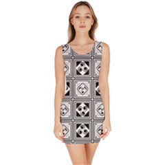 Black And White Sleeveless Bodycon Dress by FunkyPatterns