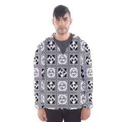 Black And White Hooded Wind Breaker (men) by FunkyPatterns