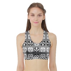 Black And White Women s Sports Bra With Border