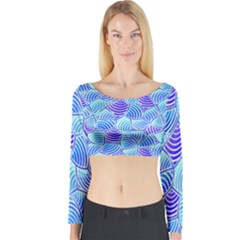 Blue And Purple Glowing Long Sleeve Crop Top