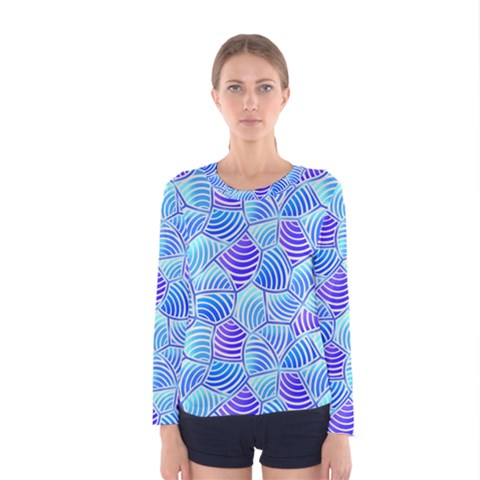 Blue And Purple Glowing Women s Long Sleeve Tee by FunkyPatterns