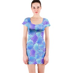 Blue And Purple Glowing Short Sleeve Bodycon Dress by FunkyPatterns