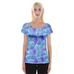 Blue And Purple Glowing Women s Cap Sleeve Top