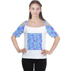 Blue And Purple Glowing Women s Cutout Shoulder Tee