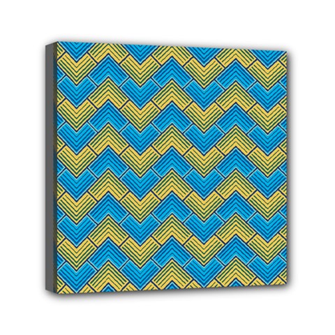 Blue And Yellow Mini Canvas 6  X 6 