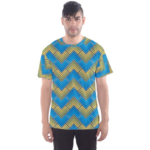 Blue And Yellow Men s Sport Mesh Tee by FunkyPatterns