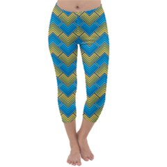 Blue And Yellow Capri Winter Leggings 