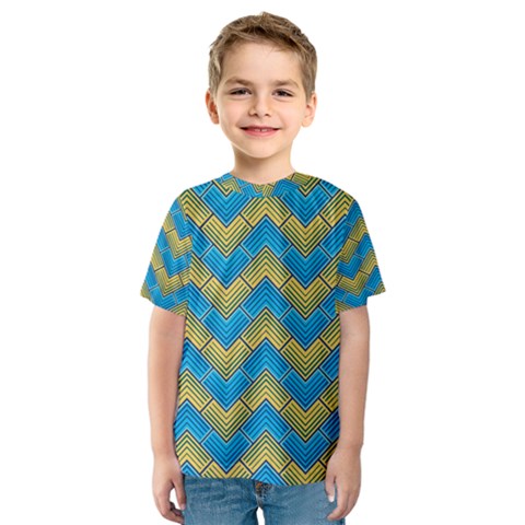 Blue And Yellow Kid s Sport Mesh Tee by FunkyPatterns