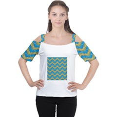 Blue And Yellow Women s Cutout Shoulder Tee