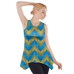 Blue And Yellow Side Drop Tank Tunic