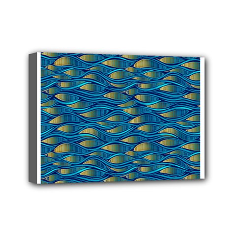 Blue Waves Mini Canvas 7  X 5 