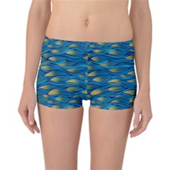 Blue Waves Reversible Boyleg Bikini Bottoms by FunkyPatterns