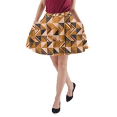 Brown Tiles A-line Pocket Skirt