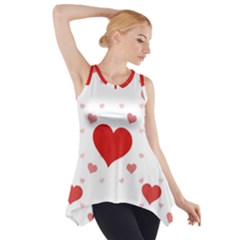 Red Hearts 2 Side Drop Tank Tunic