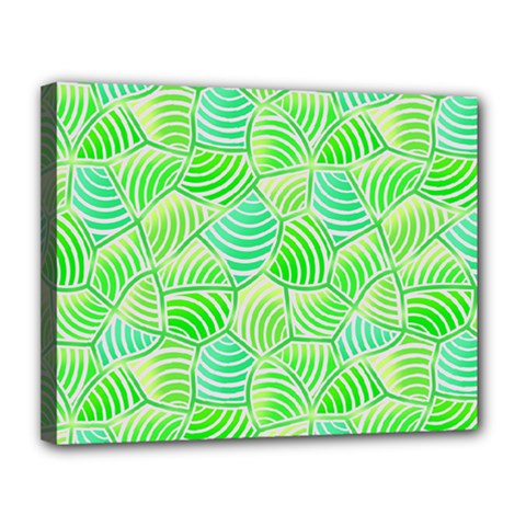 Green Glowing Canvas 14  X 11  by FunkyPatterns