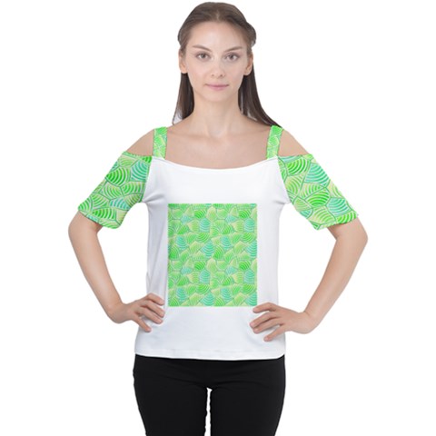 Green Glowing Women s Cutout Shoulder Tee by FunkyPatterns