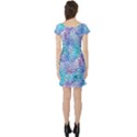 Boho Flower Doodle On Blue Watercolor Short Sleeve Skater Dress View2