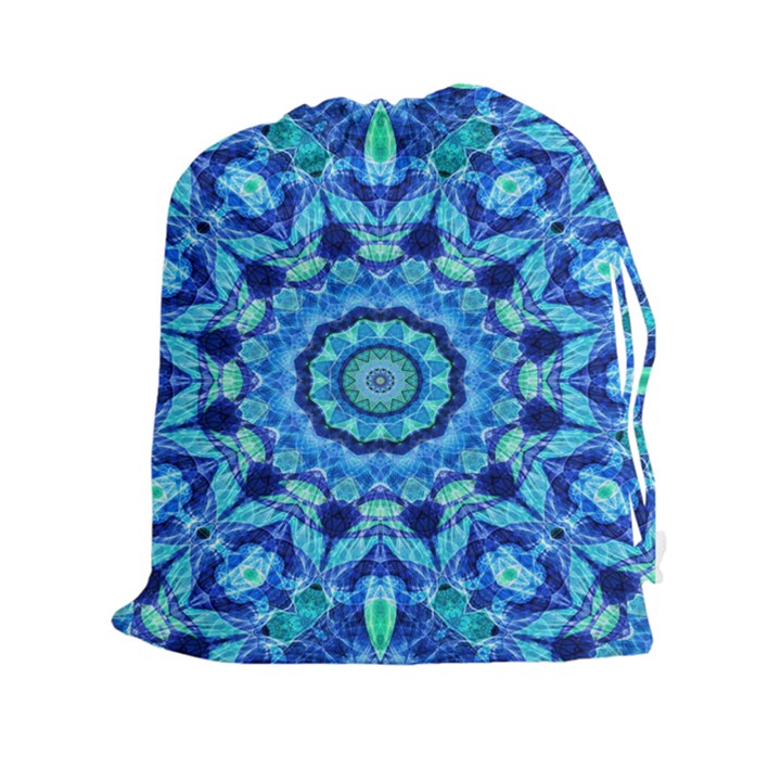 Blue Sea Jewel Mandala Drawstring Pouch (XXL)