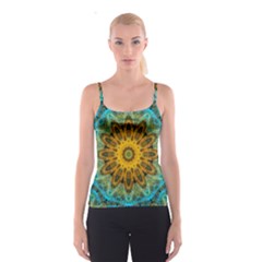 Blue Yellow Ocean Star Flower Mandala Spaghetti Strap Top