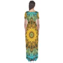 Blue Yellow Ocean Star Flower Mandala Short Sleeve Maxi Dress View2