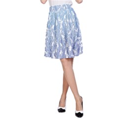 Blue Ombre Feather Pattern, White,  A-line Skirt by Zandiepants