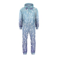 Blue Ombre Feather Pattern, White,  Hooded Jumpsuit (kids)