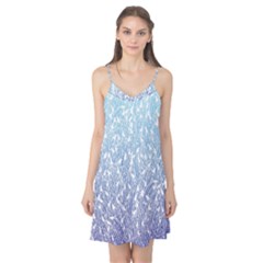 Blue Ombre Feather Pattern, White,  Camis Nightgown