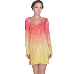 Ombre Orange Yellow Long Sleeve Nightdress by BrightVibesDesign