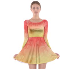 Ombre Orange Yellow Long Sleeve Skater Dress