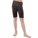 Brown Ombre Feather Pattern, Black,  Kid s Mid Length Swim Shorts View1