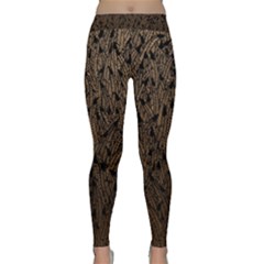 Brown Ombre Feather Pattern, Black,  Yoga Leggings by Zandiepants