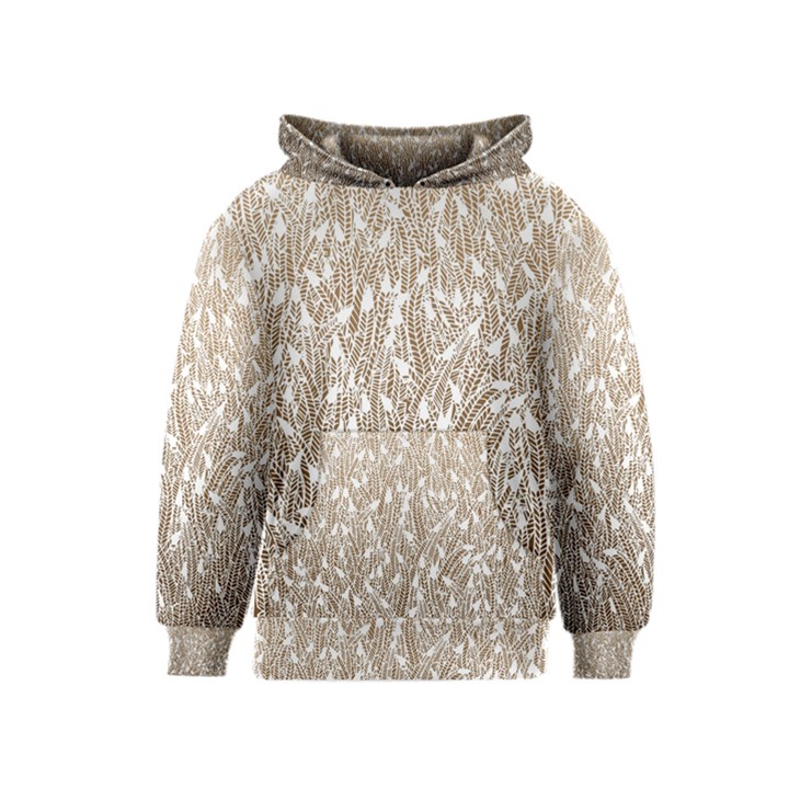 Brown Ombre Feather Pattern, White, Kids  Pullover Hoodie