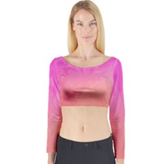 Ombre Pink Orange Long Sleeve Crop Top